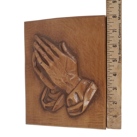 Vntg Burwood Wooden Praying Hands Wall Art. 6" x 8" Made In USA - Picture 5 of 5